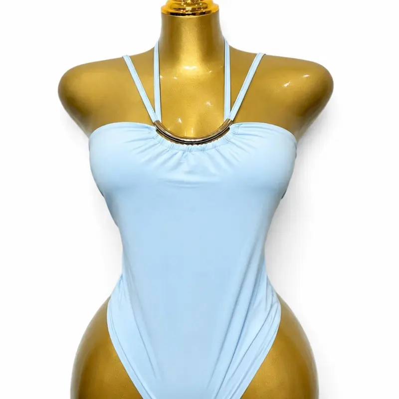 Strappy bodysuit with gold detail