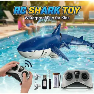 Remote Control Shark Toy 2.4GHz  for Kids 6+ with Water Spray for Pool and Lake