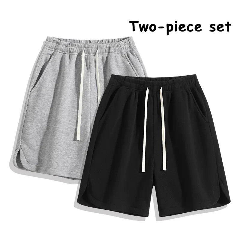 2-Pack Trendy Basic Sweat Shorts, Retro Drawstring Lounge Shorts, Loose Fit Casual Athletic Shorts for Streetwear Outfits