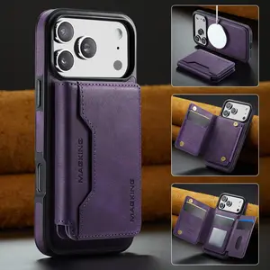 Wallet Case for iPhone 17/16e/15/14/13 Pro Max/16/15/14 Plus/17 Air/17 Pro, Magnetic Stand, Card Slots, Shockproof Cover, Protective Cover