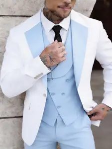 Men's 3-Piece Suit For Wedding & Business Formal High-Quality Fabric Breathable Drape Resistant to Wrinkles Easy Maintenance