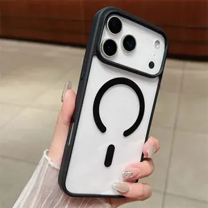 Luxury Transparent Matte Magnetic Case Cover, Compatible with iPhone 17 Pro Max/pro/air/16/15/14+/13/12/11 Pro Max, Anti-Drop Design