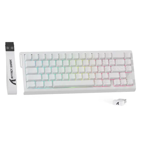ATTACK GAMING X68PROHE Mechanical Backlit Gaming Keyboard - 2.4G/Bluetooth/Wired Connectivity, 8k Polling Rate, RT0.01mm Rapid Trigger, Magnetic Switches, 0.01mm Dead Zone Adjustment, 8k Coil Cable, 5-Sided Heat Sublimation PBT Keycaps, QMK Web Driver, Ba