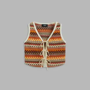 Cider [size 2-26] Woven V-neck Striped Knotted Vest