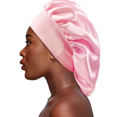 Women's Solid Color Silk Bonnet For Sleeping, Adjustable Satin Bonnet, Elastic Wide Edge Hair Protection Satin Bonnet For Daily Life, Hair Care Cap, Sleep Caps