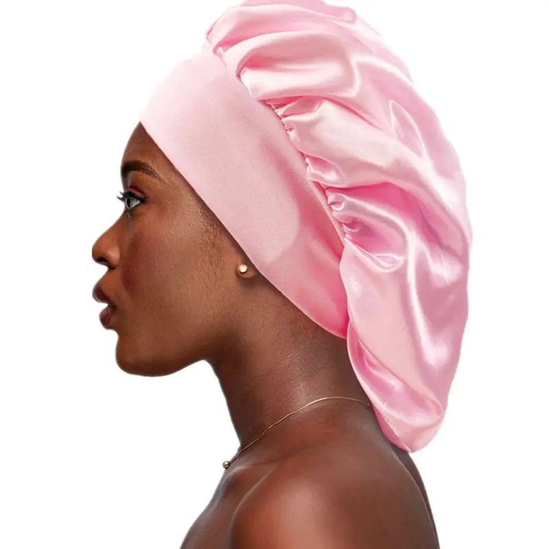 Women's Solid Color Silk Bonnet For Sleeping, Adjustable Satin Bonnet, Elastic Wide Edge Hair Protection Satin Bonnet For Daily Life, Hair Care Cap, Sleep Caps