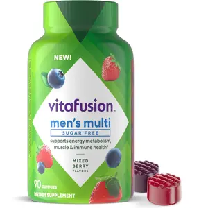 Vitafusion Sugar Free Men’s Multi Daily Gummy Multivitamins, Supports Energy Metabolism, Muscle and Immune Health (1), Mixed Berry Flavors, 90 Count