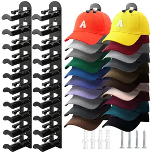 2 Pack Hat Rack Wall Mounted Hat Organizer for Baseball Caps with Strong Adhesive and Nail Two mounting Option Holds UP to 20 Hats Easy Access Display Cap Rack for Closet Door Bedroom Hat holder for Men Hat Hanger Space-saving Hat storage