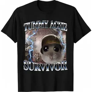 Tummy Ache Survivor Hamster Hamster Gen Z T-Shirt