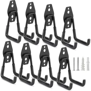 8 Pack Heavy Duty Garage Hooks Storage Organizer Wall Mount Power and Garden Tool Hangers for Hanging Ladders Ropes Hose Bulk Items
