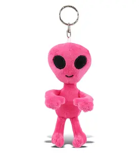 Pink Polyester Cute Plush Alien Keychain - Bag Charm, Chain-Attached Charm, Cute Plush Keychains, Fashion Daily Accessory, Bag Charm Keychains