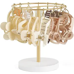 Metal Claw Clip Organizer Holder Stand Storage Display Hair Accessories Bedroom Bathroom College Dorm Room Decor for Women and Girls, Gold