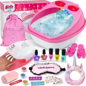 Foot Spa Nail Kit Set Massage Foot Soak Tub Nail Dryer for Girls 512 Manicure Pedicure Art Salon Gift Christmas Birthday Present Pink