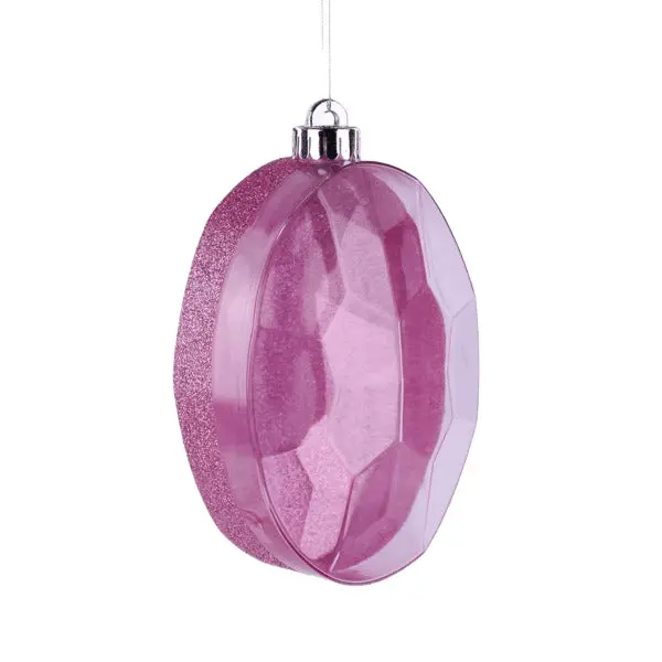 6.5" L x 4.25" W Glitter Oval Gem Ornament – Pink