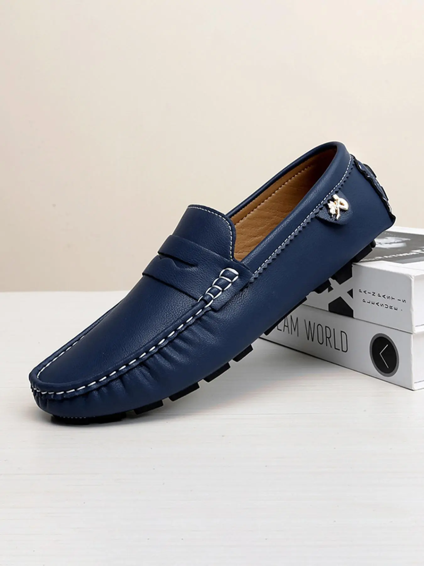 Men's Business Style Office Shoes Solid Color Slip-on Loafer Shoes, Business Casual Loafers Fashionable Comfortable Flat Shoes for Daily Wear, Lightweight Breathable Shoes for All Seasons Footwear