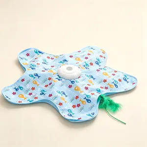 Automatic Cat Toy Mat, Interactive Hunting Cat Play Mat with Moving Feather, 360° Random Motion Kitten Exercise Toy, Fun Hide and Seek Cat Toy for Indoor Cats