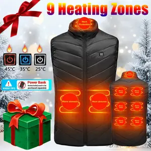 Lightweight Heated Vest for Men, 9-Zone Intelligent Heating, Three Gear Temperature Control, USB Charging, Winter Warmth Sleeveless Jacket Outwear, Christmasgift, Fathersdaygift, For Winter Leisure, Work and Outdoor Sports