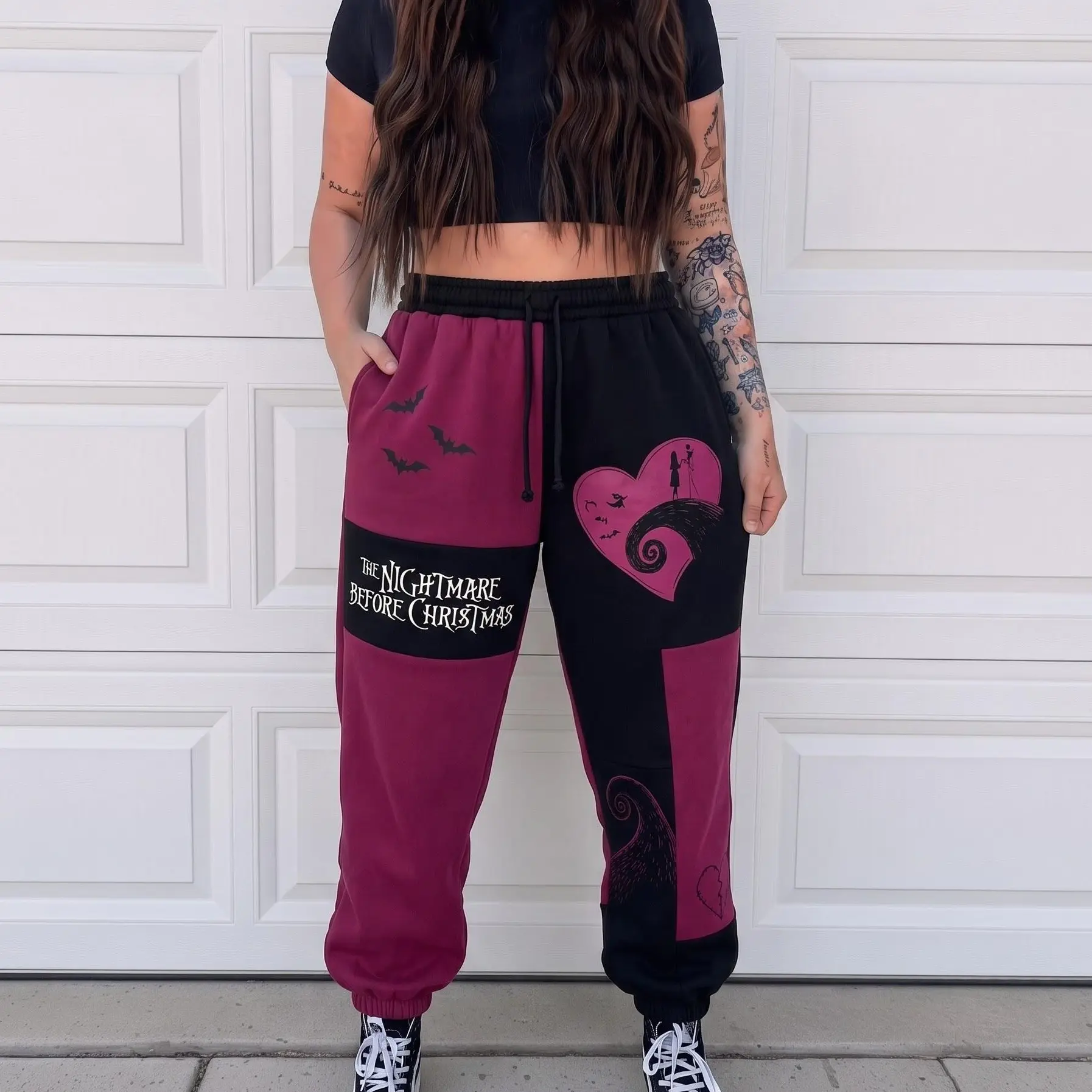Lover Halloween Sweatpants, Maroon Heart Couple Jogger Pants, Spooky Gothic Streetwear Pants, Fall Winter Pants, For Men & Women, Gift For Horror Movie Fans