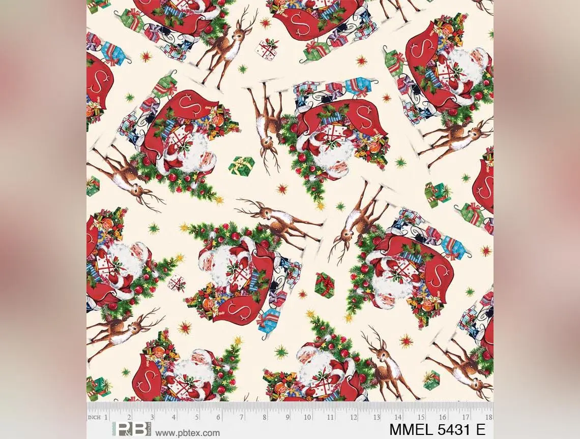 Merry Melody | Nostalgic Santa Toss by Lesa Marino for P&B Textiles | MMEL5431-E