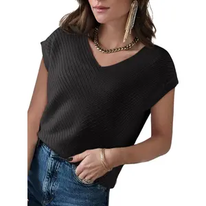 Dokotoo Women's Casual V Neck Ruffle Sleeve Summer Tank Tops Shirts