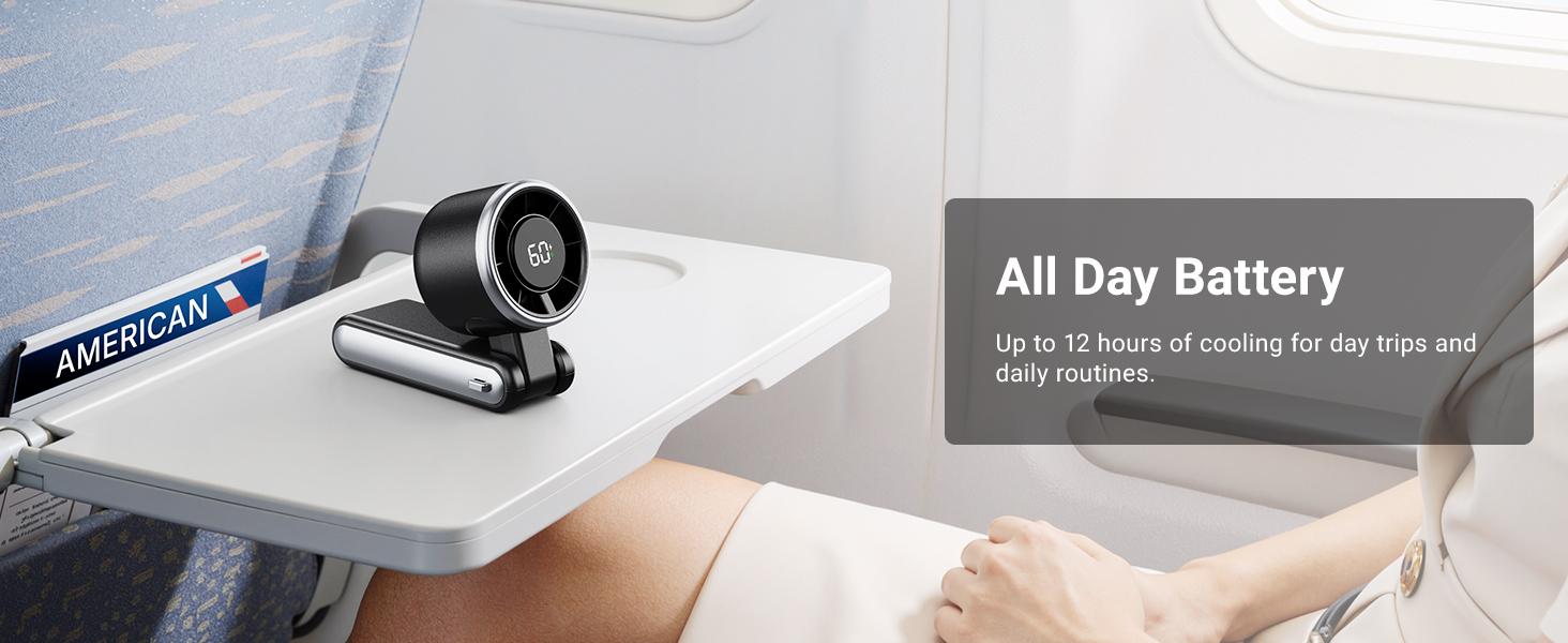 Portable Handheld Turbo Fan - 5 Gear High Speed 4000mAh Rechargeable Mini Personal Hand Fan Blow Cold Air,  Up to 12 Working Hours ,Battery Operated Travel Essentials, Beach Vacation, Gifts for Women, Men (Black)