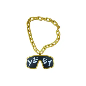 Gold Jey Uso Yeet Glasses Fan Emblem Inspired WWE Wrestling Bling Necklace Chain 32"