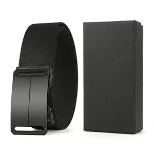 Black Unisex Elastic Belt with Automatic Buckle Comfortable Durable Adjustable Ideal for Daily Wear and Outdoor Activities