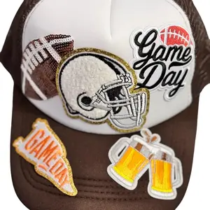 PATCHWORKZ Football Season Theme Soft Foam Trucker Hat with Multiple Patches for Men and Women