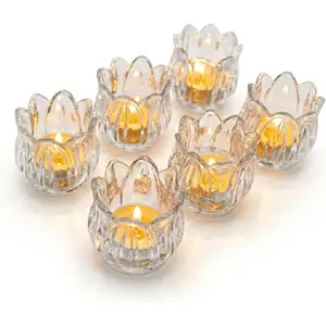 Votive Candle Holders Set of 6 Clear Glass Tea Light Holder for Table Centerpiece, Suitable for Wedding Decor Birthday Anniversary Parties and Holiday