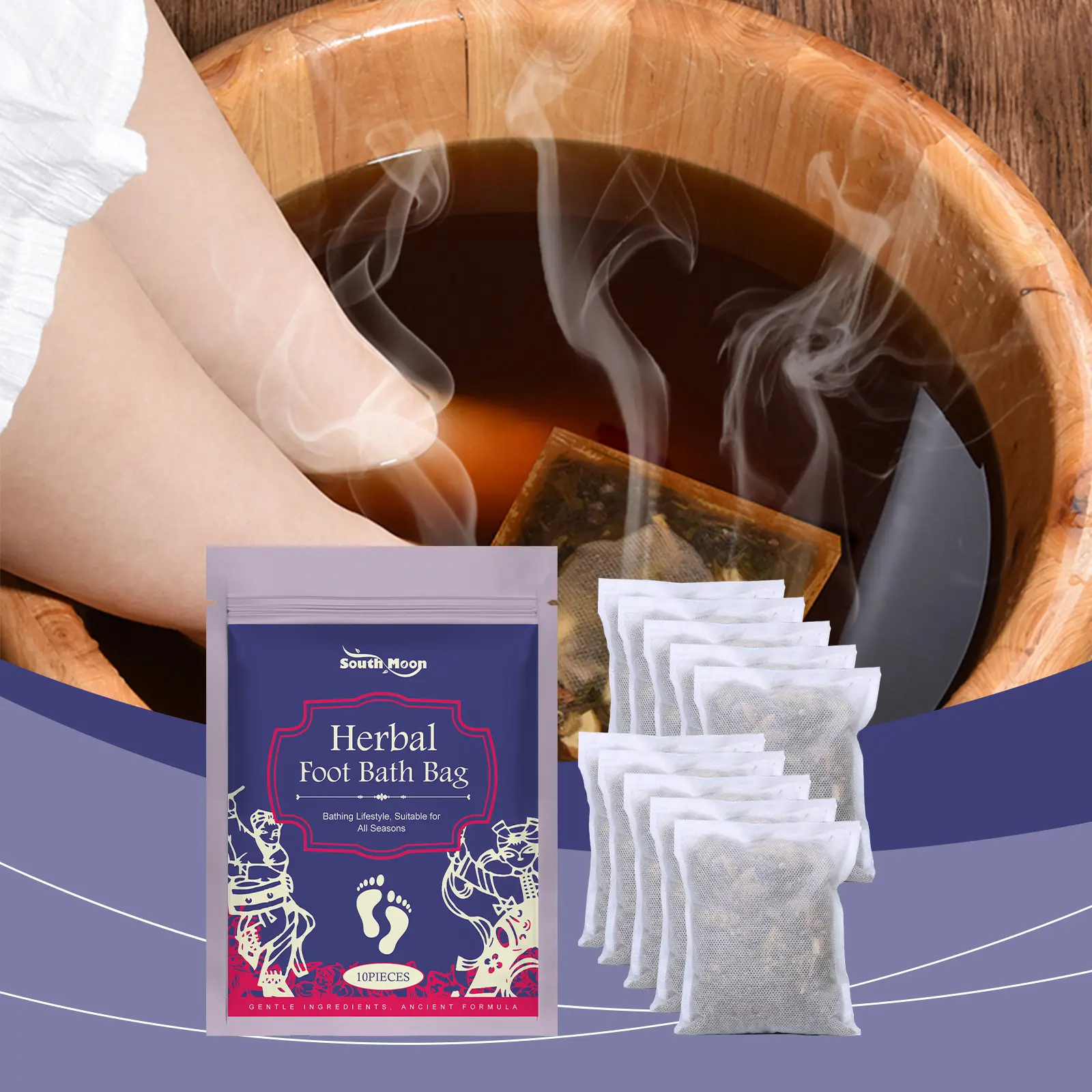 Herbal Foot Soak - Natural Detox for Feet with Mugwort & Sea Salt| Anti-Fatigue Soaking Kit for Home Spa| Soothing Bath Salts for Relaxation & Circulation Therapy Lavender Foot SPA