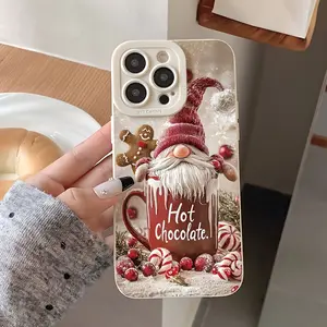 Unique Vintage Small-Batch Simple Phone Case, Hot Chocolate Dwarf Gingerbread Pattern Tpu Shockproof Cover for iPhone 11-16 Series