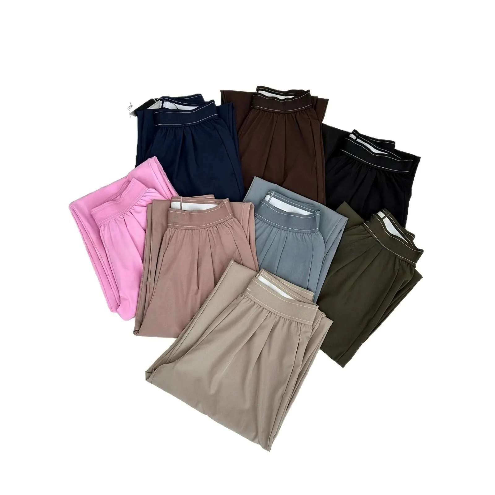 A10 straight-leg long pants for women, high-waisted, reflective logo, slimming magic pants, casual trousers, lightweight for spring and autumn