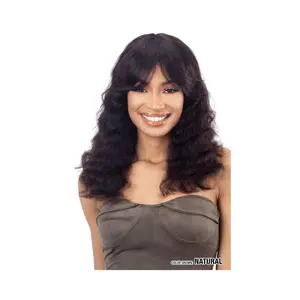 Loose Deep Curtain Bang 100% Human Hair HD Straight Wig *Girlfriend color NATURAL*