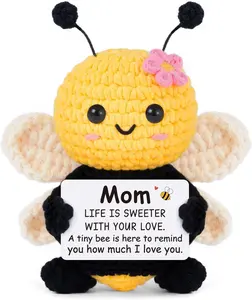 Gifts for Mom Mothers Day, Mom Gifts from Daughter Son - Cute Handmade Crochet Bee - Birthday Valentines Christmas Bonus Step Mother in Law, I Love You Mama Present, Emotional Support Decor Gleevera