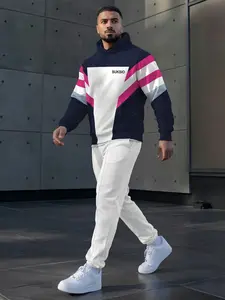 Men's Fashion Casual Sweatshirt and Trousers Set — Color-Block Style suit formal elegance street trendy suit- fit tuxedo slim solid polo shirt luxury priscilla costume elvis button-up jacket bespoke fabric nonstretch menswear pant elastic