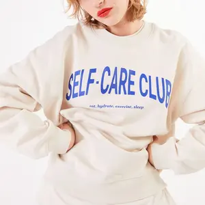 SELF-CARE CLUB Sweatshirt – Minimalist Mental Health Graphic Pullover, Cozy Letters Crewneck for Women & Men, Relax Fit Inspirational Top, Soft Cotton Fleece Comfy Sweatshirt