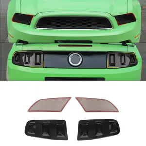 Smoked Black Front Headlight & Rear Taillight Lamp Cover Trim Kit for 2010-2014 Ford Mustang, 4 Pieces, Self-Adhesive, UV Resistant, DIY Install