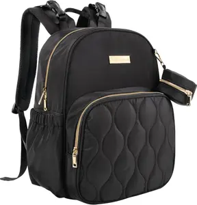 Baby Essentials 3 in 1 Diaper Bag Backpack, Changing Pad & Pacifier Pouch for Newborns, Infants, Toddlers - Quilted, Smooth, Sheek, Padded in Design, Black