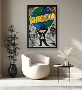 Monopolys Graffiti Money The World Is Yours Canvas Art Poster and Wall Art Picture Print Modern Family bedroom Decor Posters