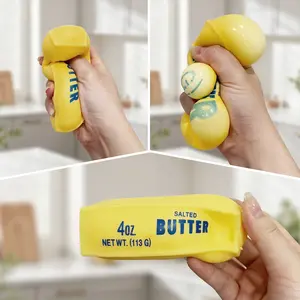 Mini Butter Squishy Toy - Soft Squeeze Stress Ball Toy, 4oz 113g Realistic Butter Stick, 4.13 Inch Sensory Fidget Toy for Stress Relief