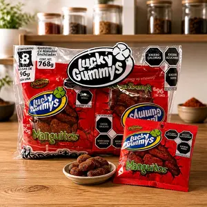 Lucky Gummys Mango Enchilados Gomitas 8 Pzas 96g Each Pack of 768g Almidon Enchiladas