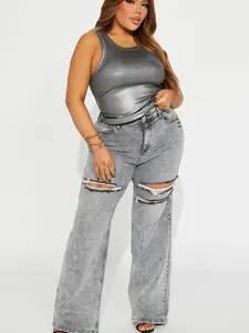 Remi Ripped Stretch Baggy Jeans - Grey Remi Ripped Stretch Baggy Jeans - Grey