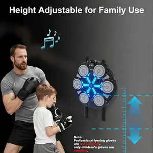 Smart Music Boxing Training Machine, Universal for Adults & Kids, Includes Punching Gloves, LED Real-Time Feedback, Bluetooth-compatible Sync, Wall Mountable