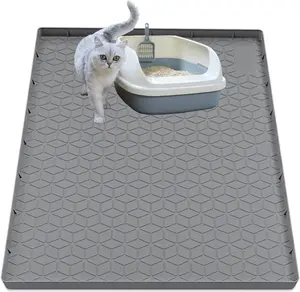 Litter Mat for Litter Box,  Large  Litter Trapping Mat - 34x22 in,  & Non-Slip, Durable & Easy Clean, Gray