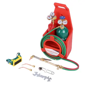 Springtok work Long Pipe Brass Nozzle Welding Torch Kit with Gauge Oxygen Acetylene, Brass Nozzle Welding Cutting Torch Kit Soldering Equipment