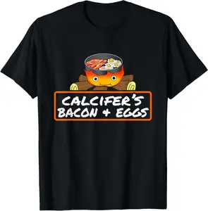 100% cotton Unisex Food Lover Pun Bacon Egg Cook Dish Calcifer's Gift T-Shirt