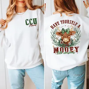 Highlandd Coww Christmas 2 Side Sweatshirt, Westernn Christmas Shirt, Girly Coquette Holiday Sweatshirt, Trending Christmas Shirt, Coww Christmas, T-Shirt, Sweatshirt, Hoodie, Gift for woman, Gift for man, Gift for fan