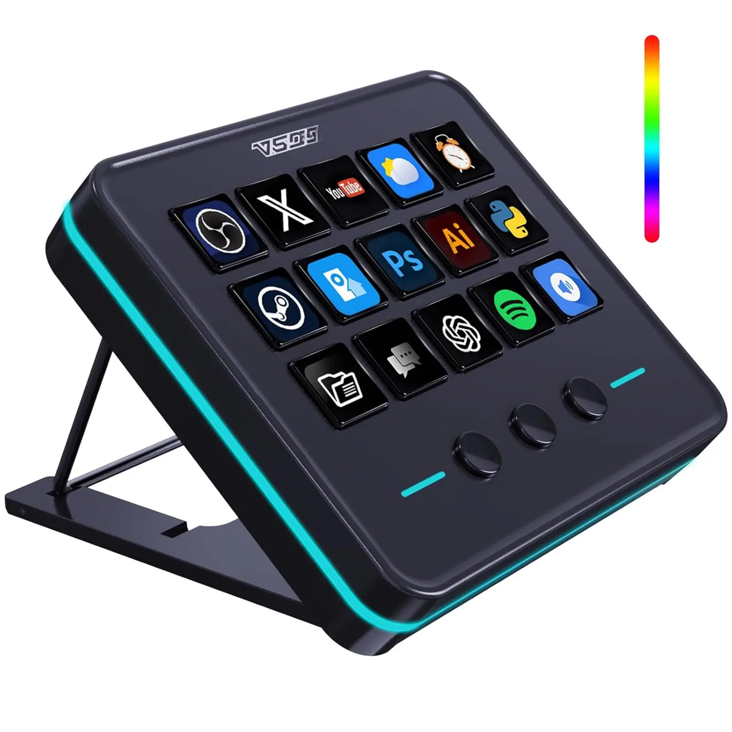 Macro Keypad, Stream Controller Deck Gaming Streaming Shortcut Keyboard, 18 Programmable  Customizable Visual AI Pad USB Soundboard for OBS, YouTube, Desk Office Setup, Laptop, PC,