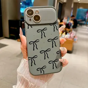 Elegant seamless ribbon bows pattern with chic charm Suitable for iPhone 17 16 15 14 13 12 Mini Plus Pro ProMax Dopamine-hue silicone case—slim, shockproof, full camera protection, microfiber-lined. Minimalist & fresh.