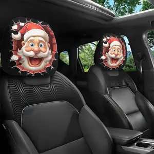 Funny Santa Claus Car Seat Headrest Covers, Pair Set, Christmas Decoration, Unique Holiday Gift, Fashionable Auto Accessories, Car Interior Decor